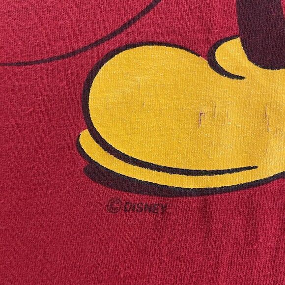 Vintage VelvaSheen Disney Mickey Mouse T-Shirt Men’s Size Large Red Made In USA - Picture 3 of 8
